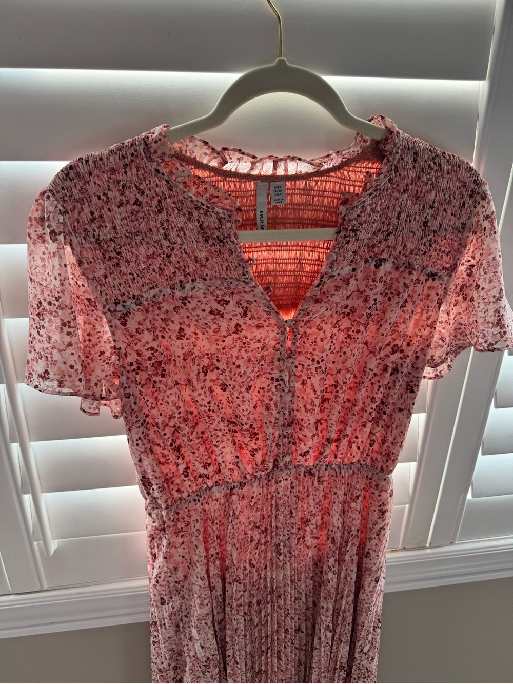 Ever New Pink Floral Smocked Midi Dress